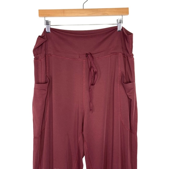 Fabletics Sleek Knit Drawstring Joggers Pants XXL Port Wine High Waist Pockets - Picture 5 of 7
